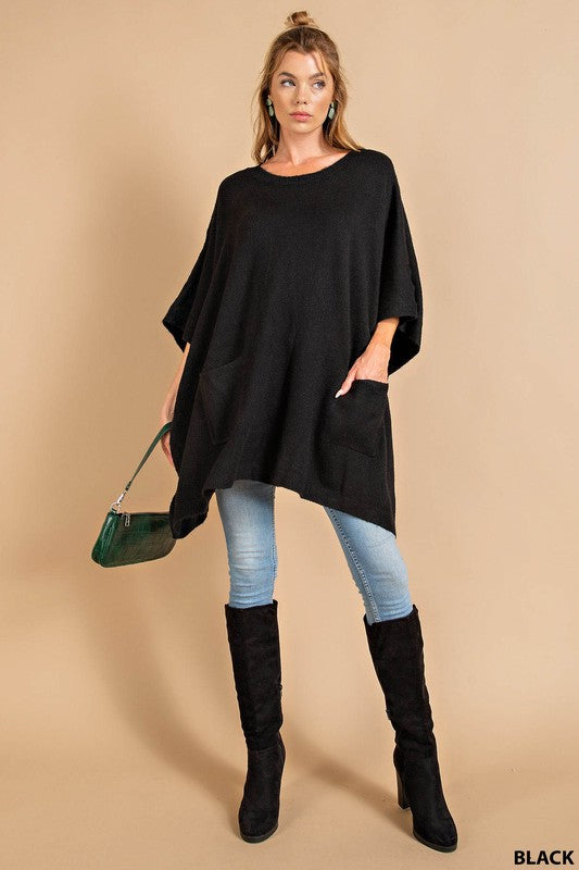 Poncho Sweater with Pockets kori america 