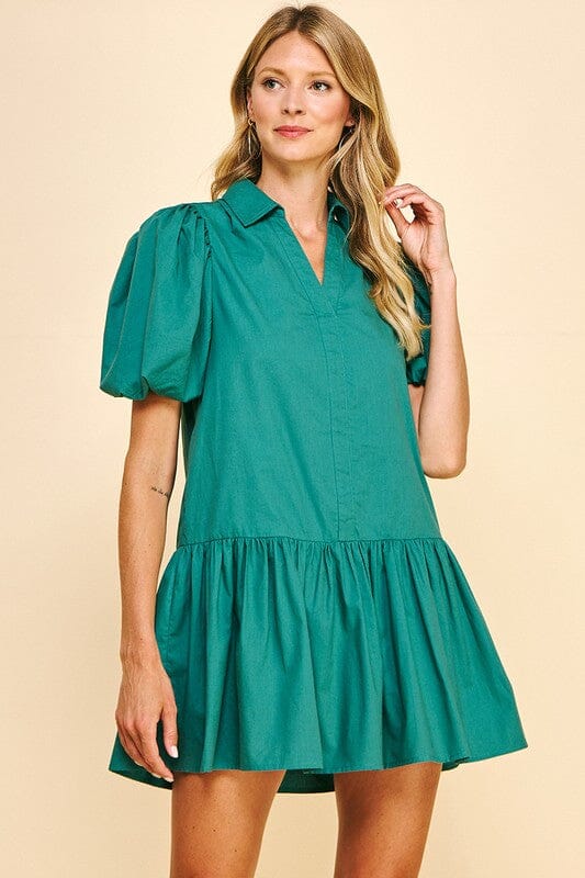 Poplin Dropwaist Bubble Sleeve Dress Pinch 