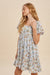 Powder Blue Floral Gauze Cotton Dress In Loom 