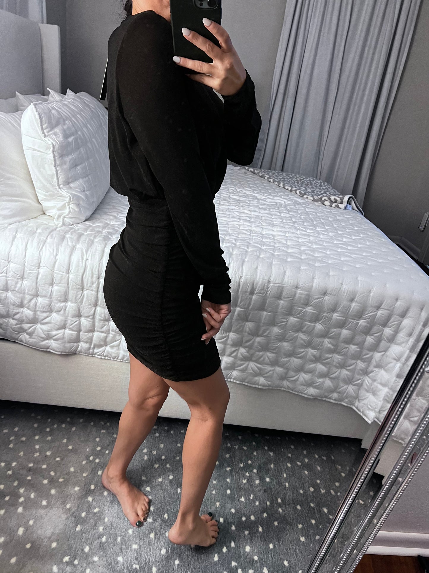 Power Shoulder Shirred Dress Do+Be 