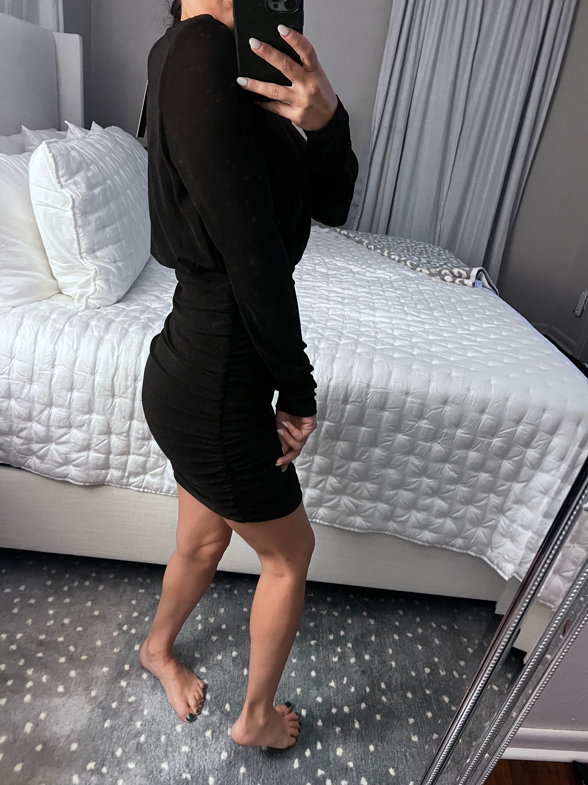 Power Shoulder Shirred Dress Do+Be 