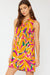 Print V Neck Ruffle Neck Dress FSL Apparel 