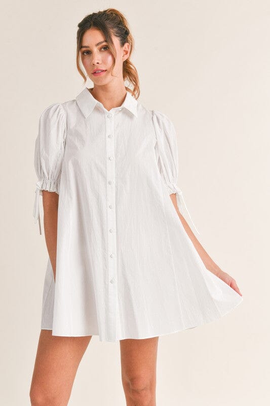 Puff Sleeve Poplin Button Dress Mable 