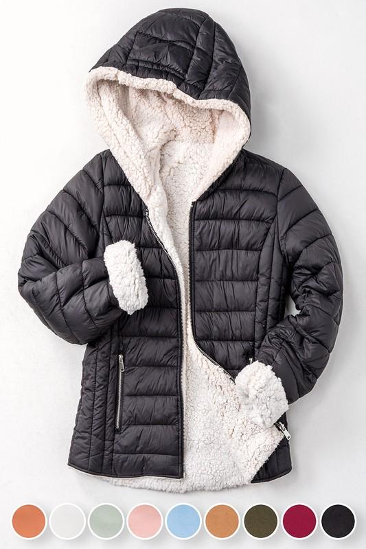 Puffer Jacket with Sherpa Lining Trend Notes 