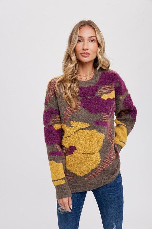 Purple and Gold Floral Sweater Bluivy 