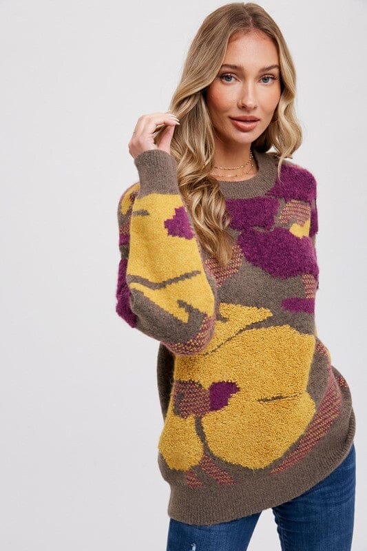 Purple and Gold Floral Sweater Bluivy 