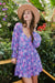 Purple Floral Ruffle Print L/S Dress peach love california 