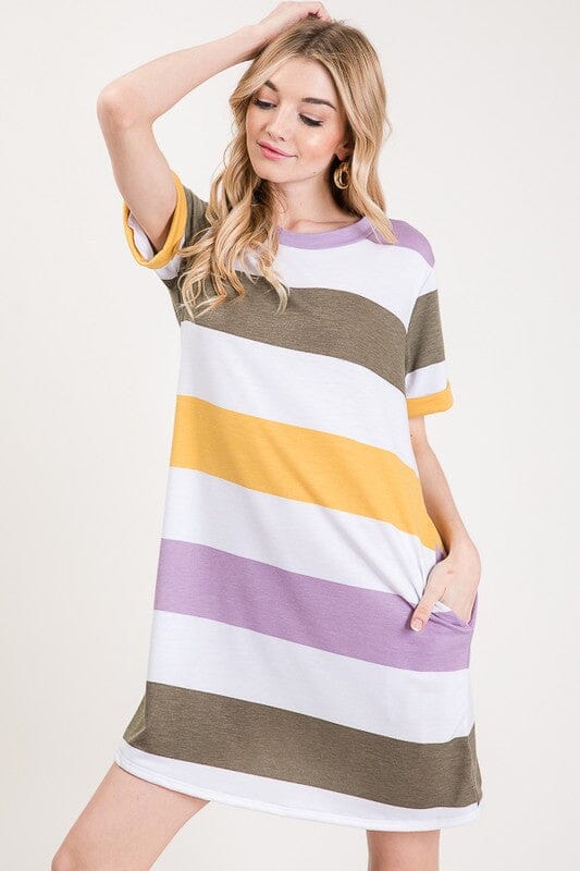 Purple Green and Gold Striped French Terry Dress 2010 twentyten 