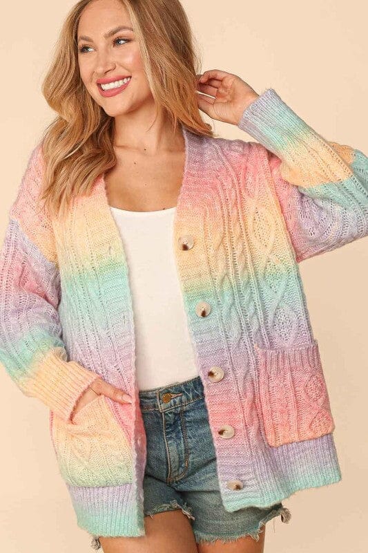 Rainbow Button Cardigan Haptics 