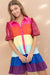 Rainbow Colorblock Shirt Dress Blue B 