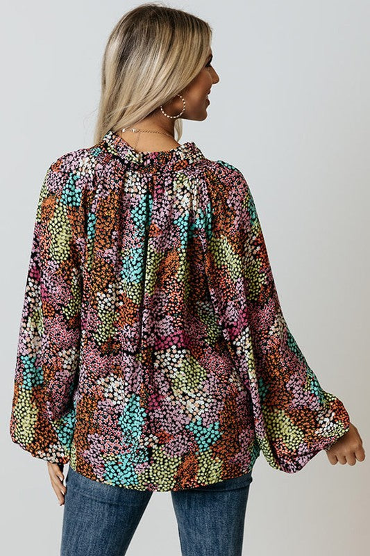 Rainbow Floral LS Blouse Shiying 