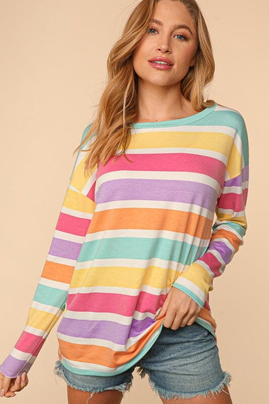 Rainbow Stripe French Terry Tee Haptics 