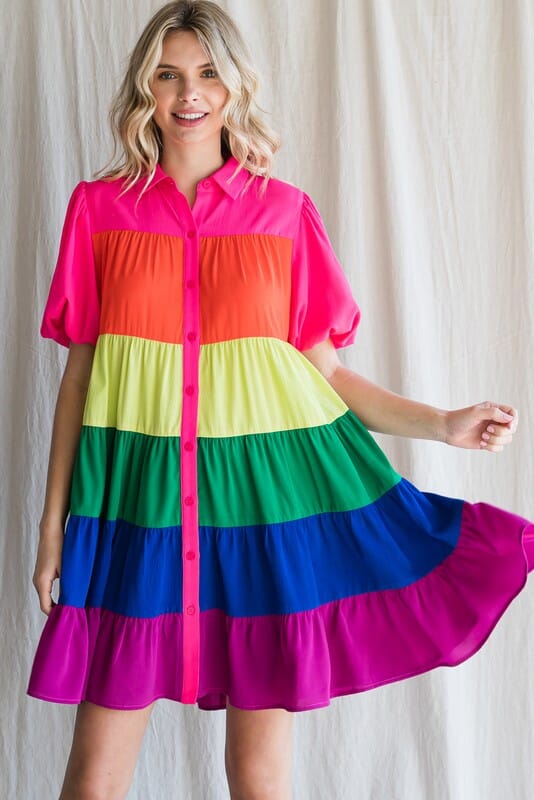 Rainbow Tiered Dress Jodifl 