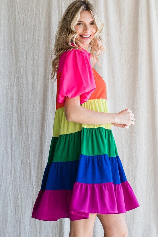 Rainbow Tiered Dress Jodifl 