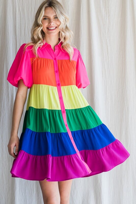 Rainbow Tiered Dress Jodifl 