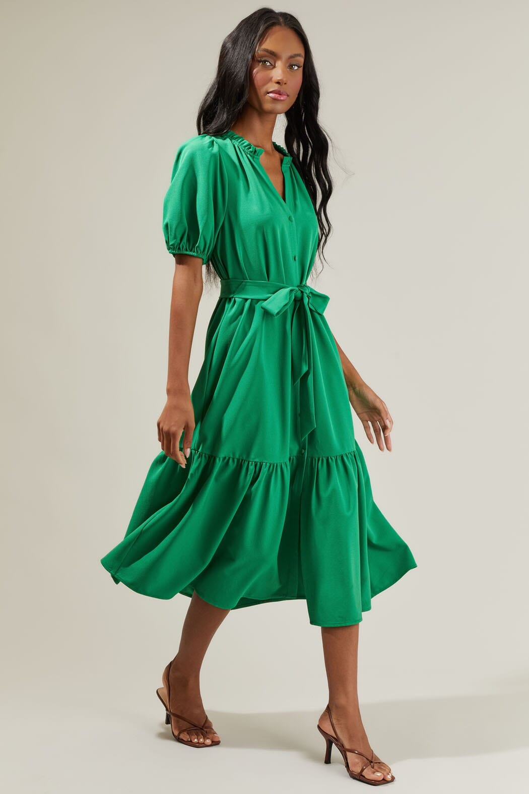 Randie Button Front Midi Dress Sugarlips 