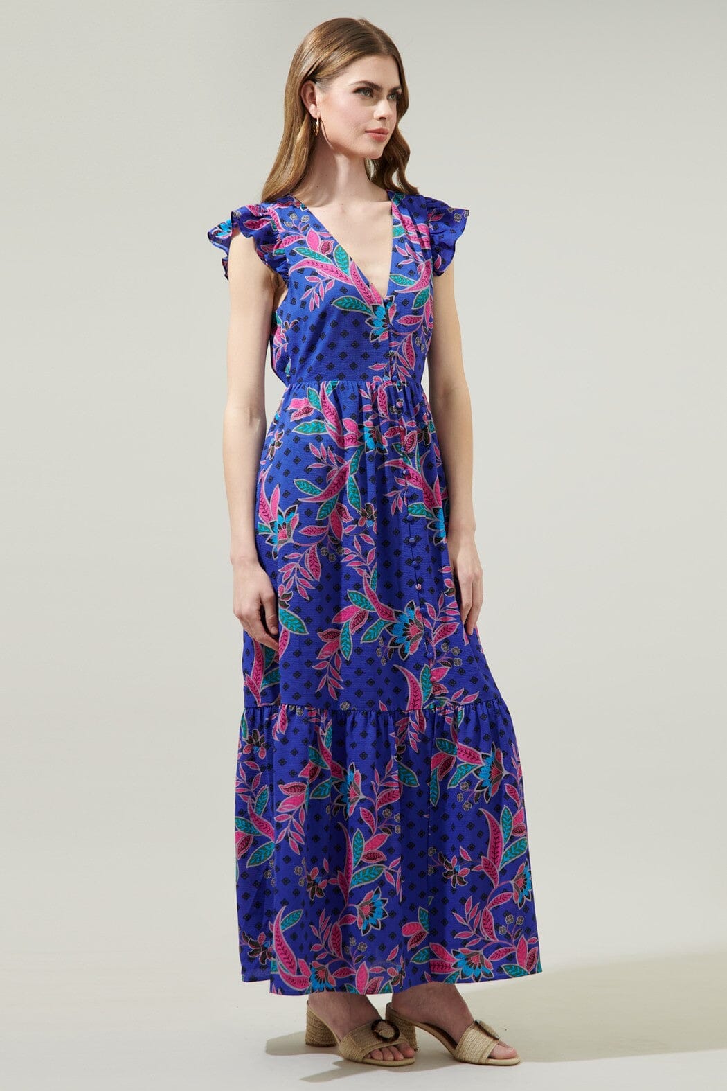 Rayanne Indigo Evianna Button Down Maxi Dress Sugarlips 