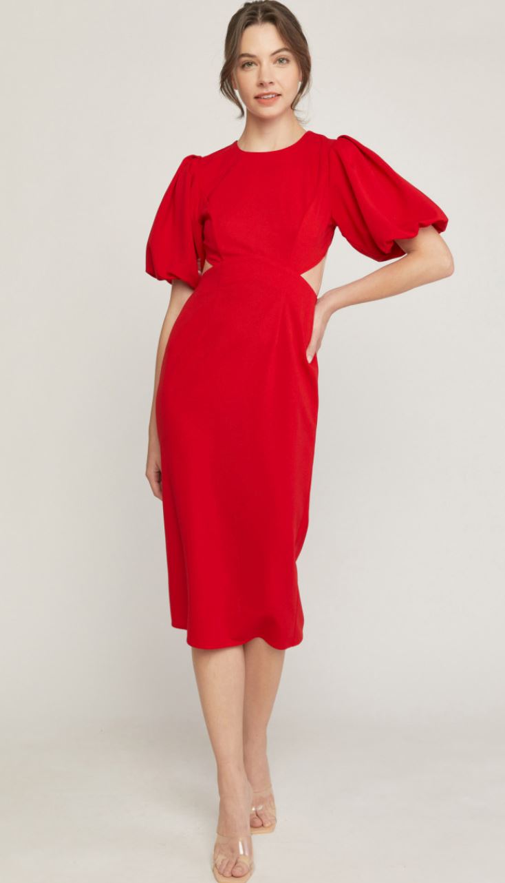 Red Open Back Bow Dress entro 