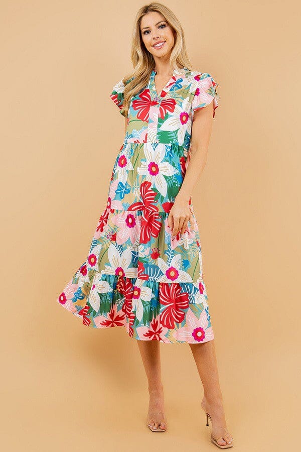 Red Tropical Midi Sundayup 