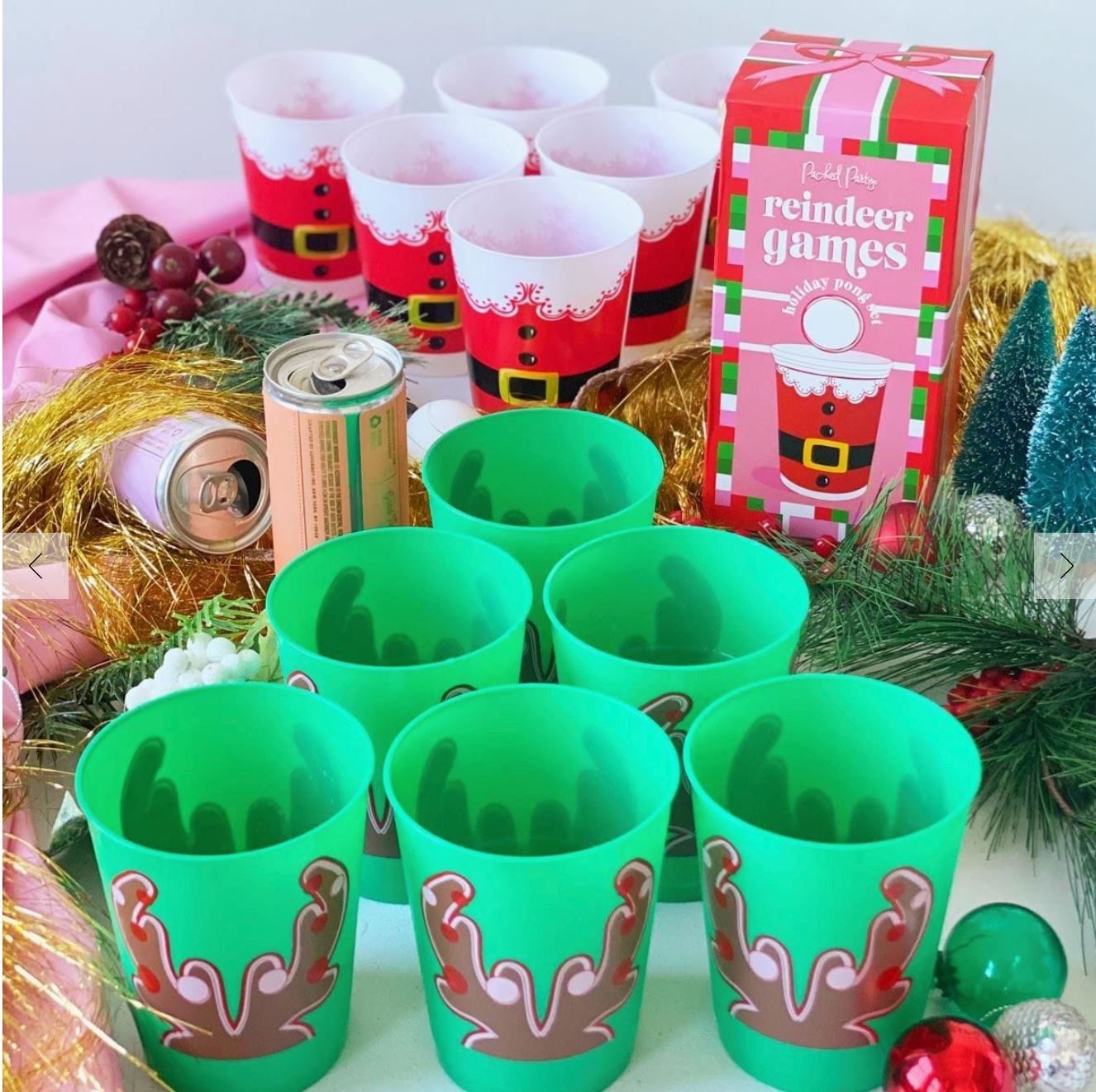 Reindeer Games Holiday Pong Set Packed Party 