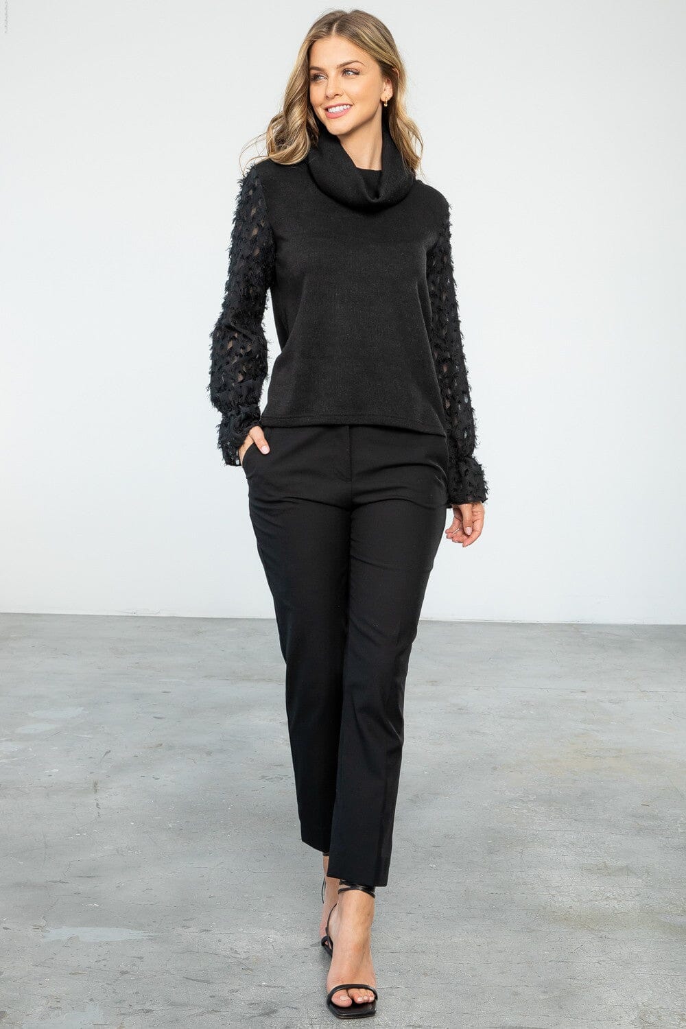 Rib Knit Turtleneck Top thml 