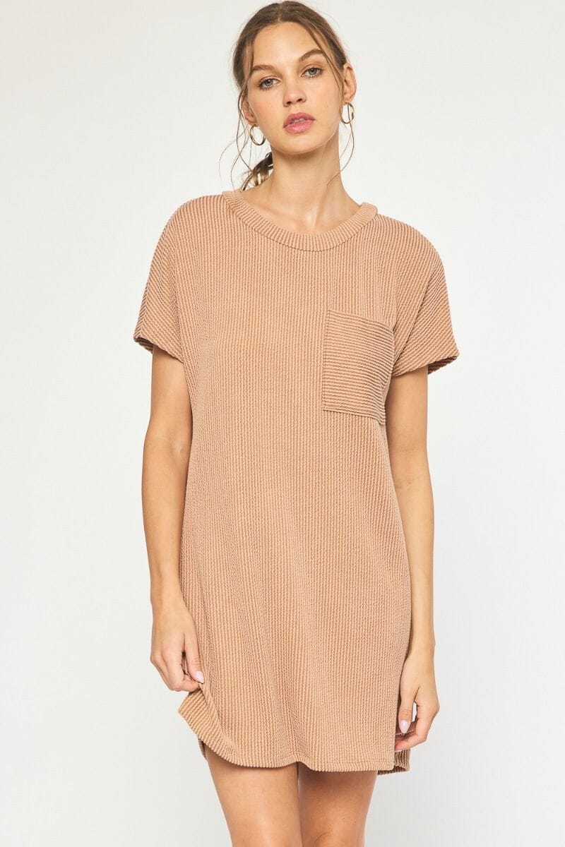 Ribbed Round Neck Knit Dress entro 