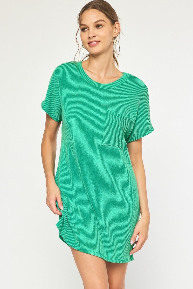 Ribbed Round Neck Knit Dress entro 
