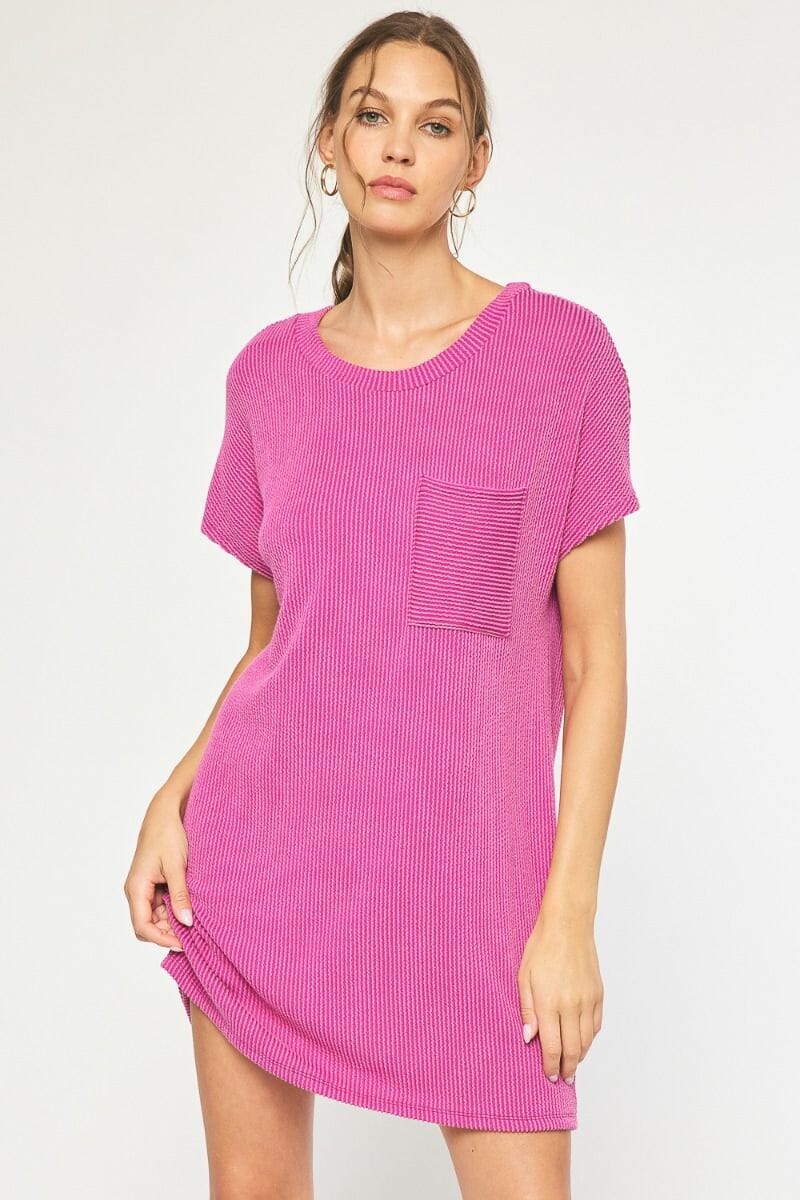 Ribbed Round Neck Knit Dress entro 