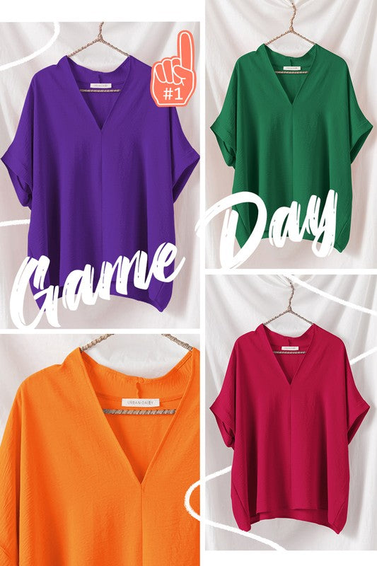 Round II Gameday Oversized V-Neck Top Trend Notes 