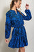 Royal Blue Animal Print Flare Dress Eesome 