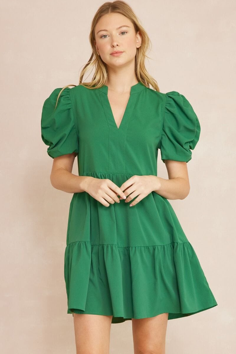 Ruched Sleeve Tiered Dress entro 