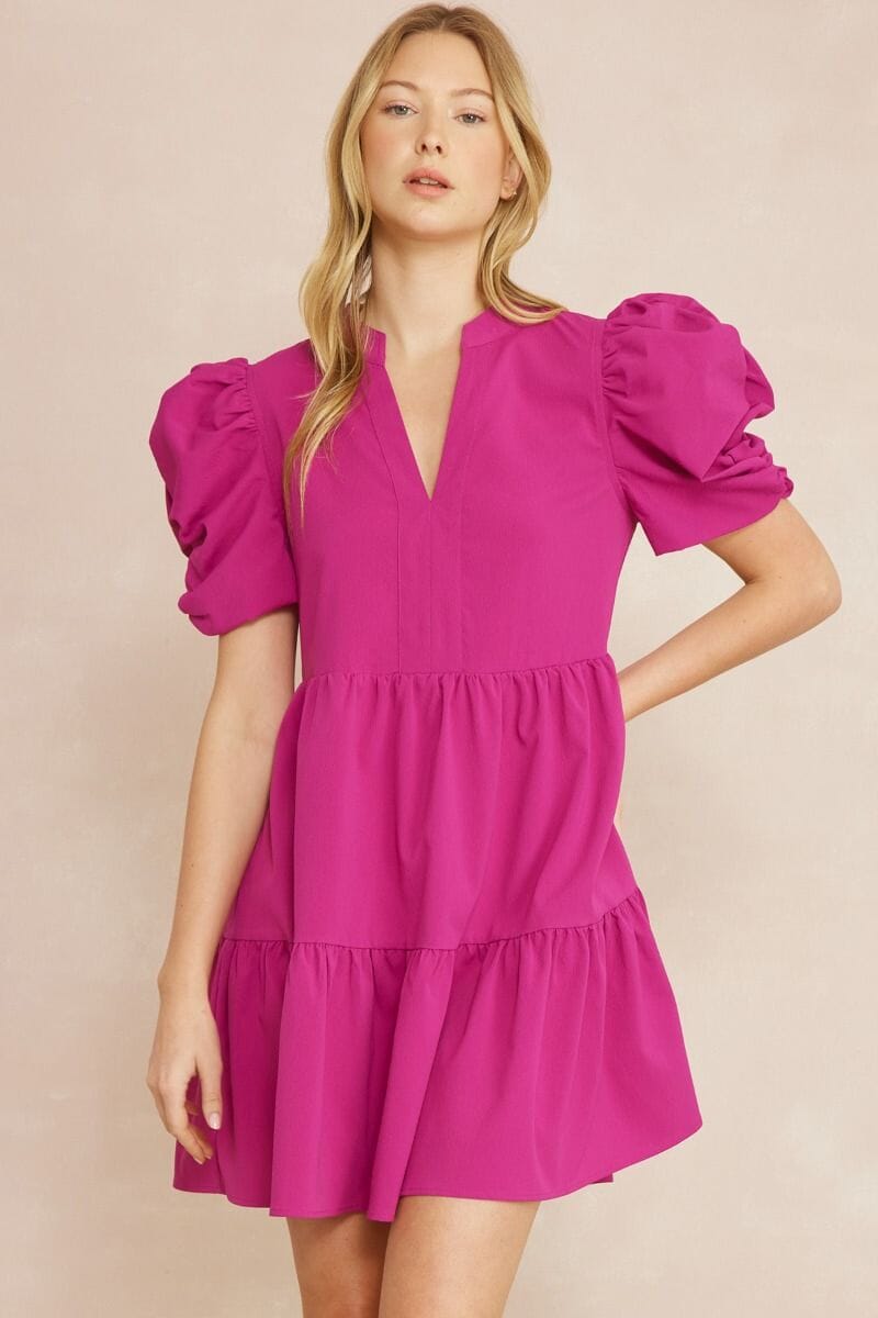 Ruched Sleeve Tiered Dress entro 