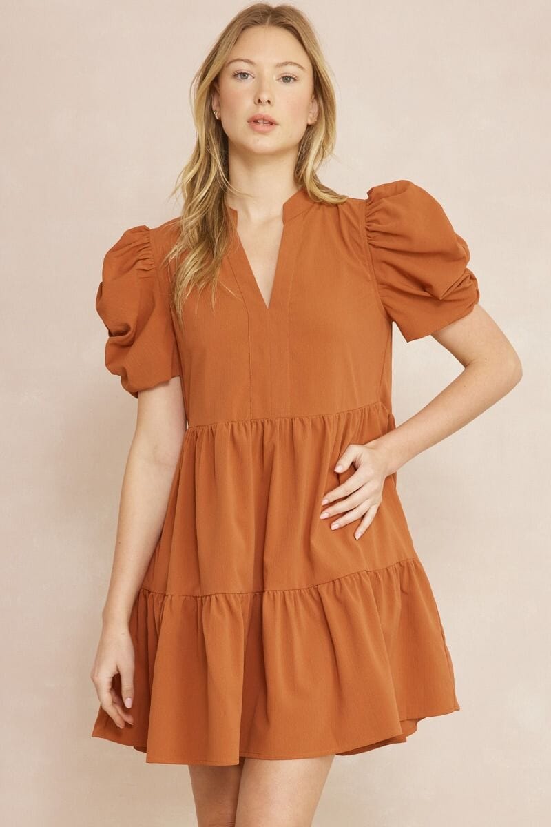 Ruched Sleeve Tiered Dress entro 