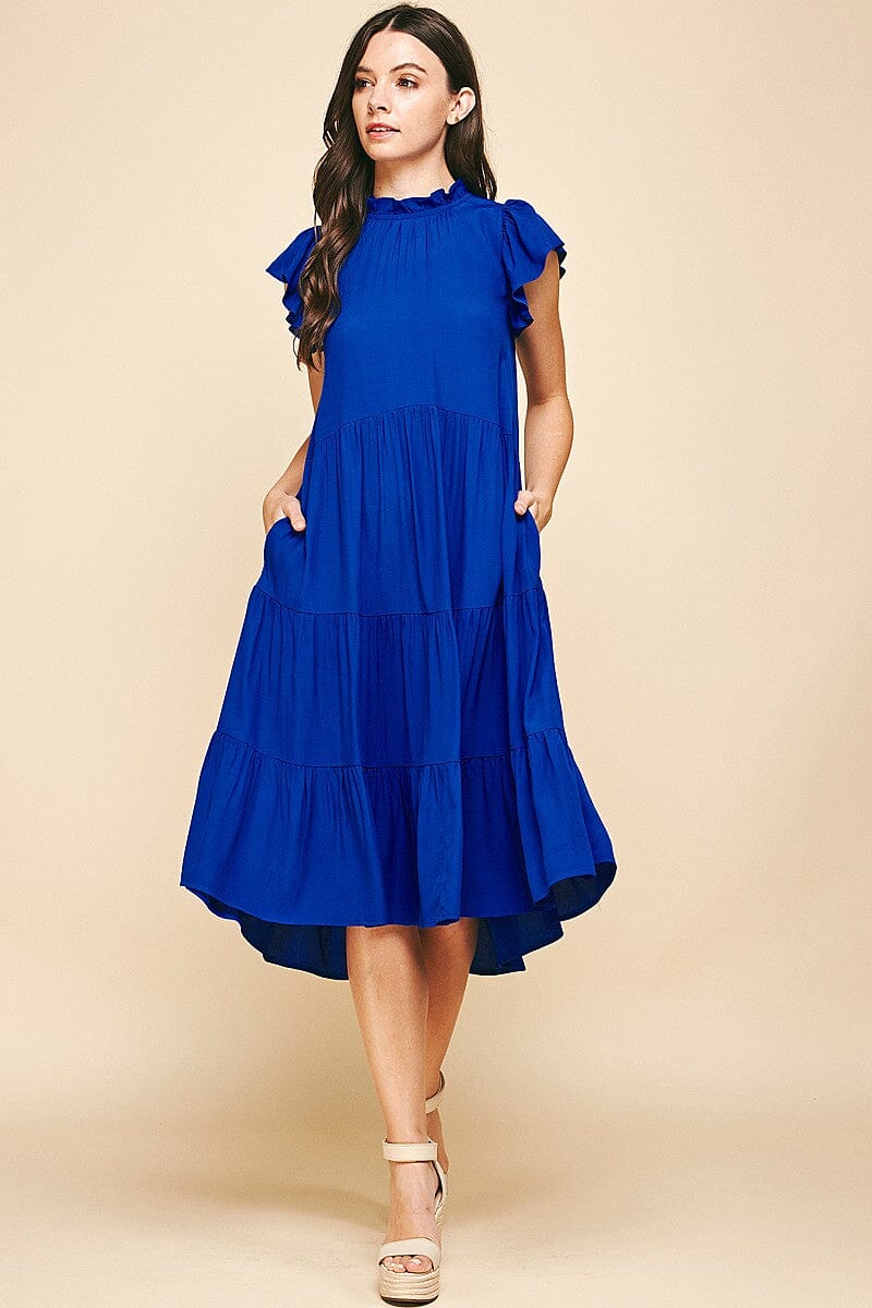 Ruffle Cap Sleeve Tiered Dress Pinch 