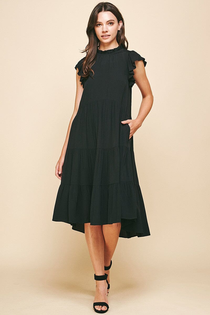 Ruffle Cap Sleeve Tiered Dress Pinch 