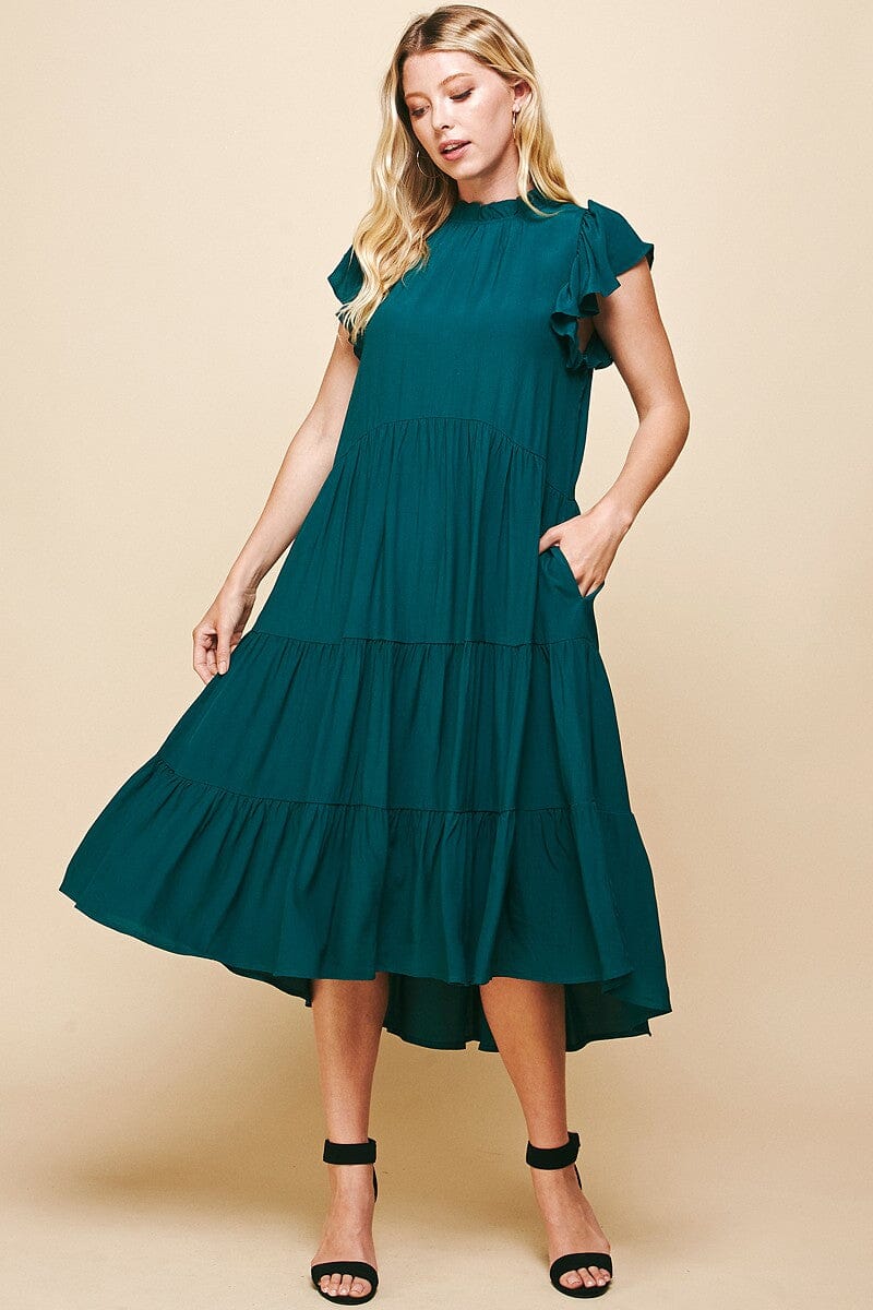 Ruffle Cap Sleeve Tiered Dress Pinch 