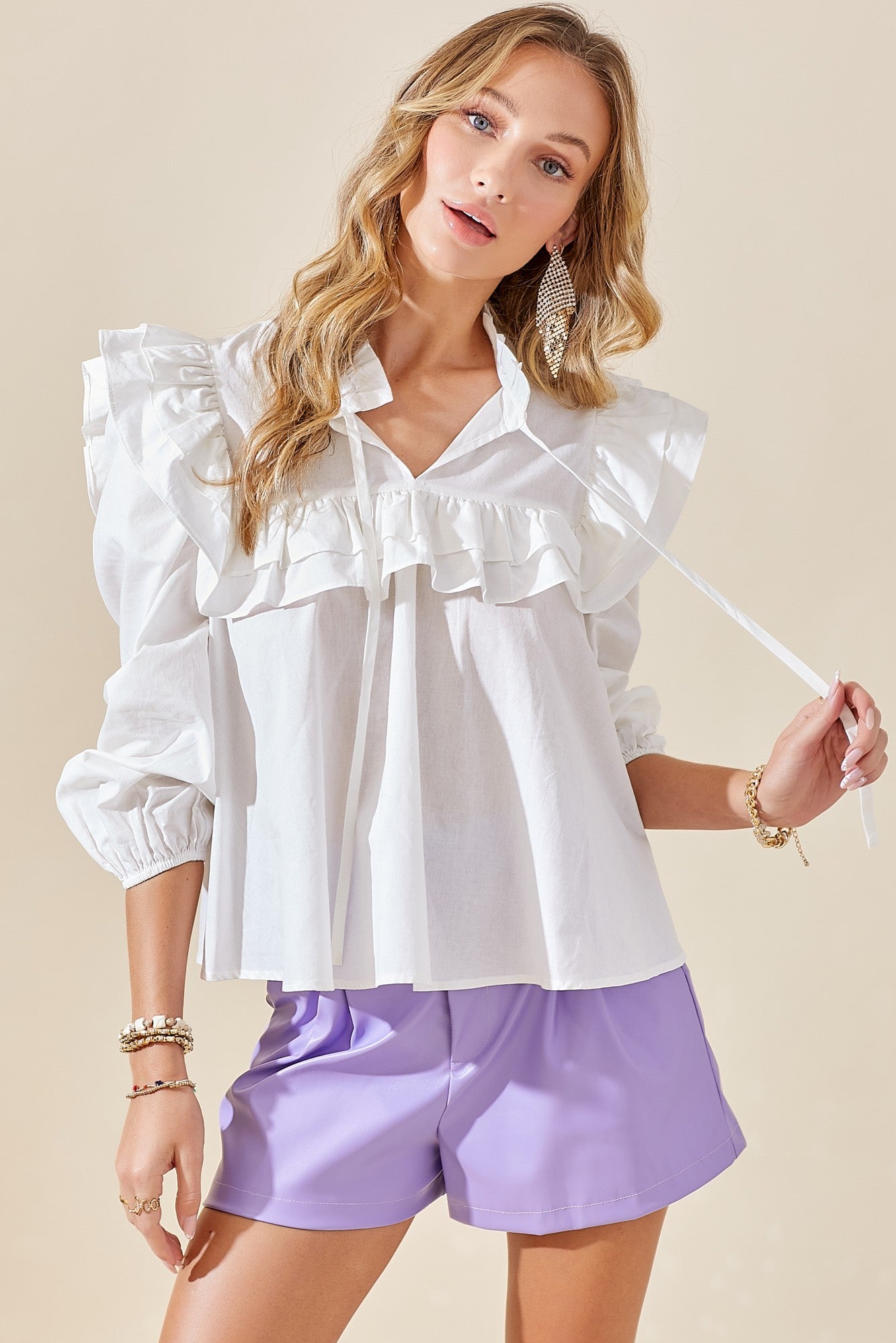 Ruffle Detail LS Blouse day + moon 