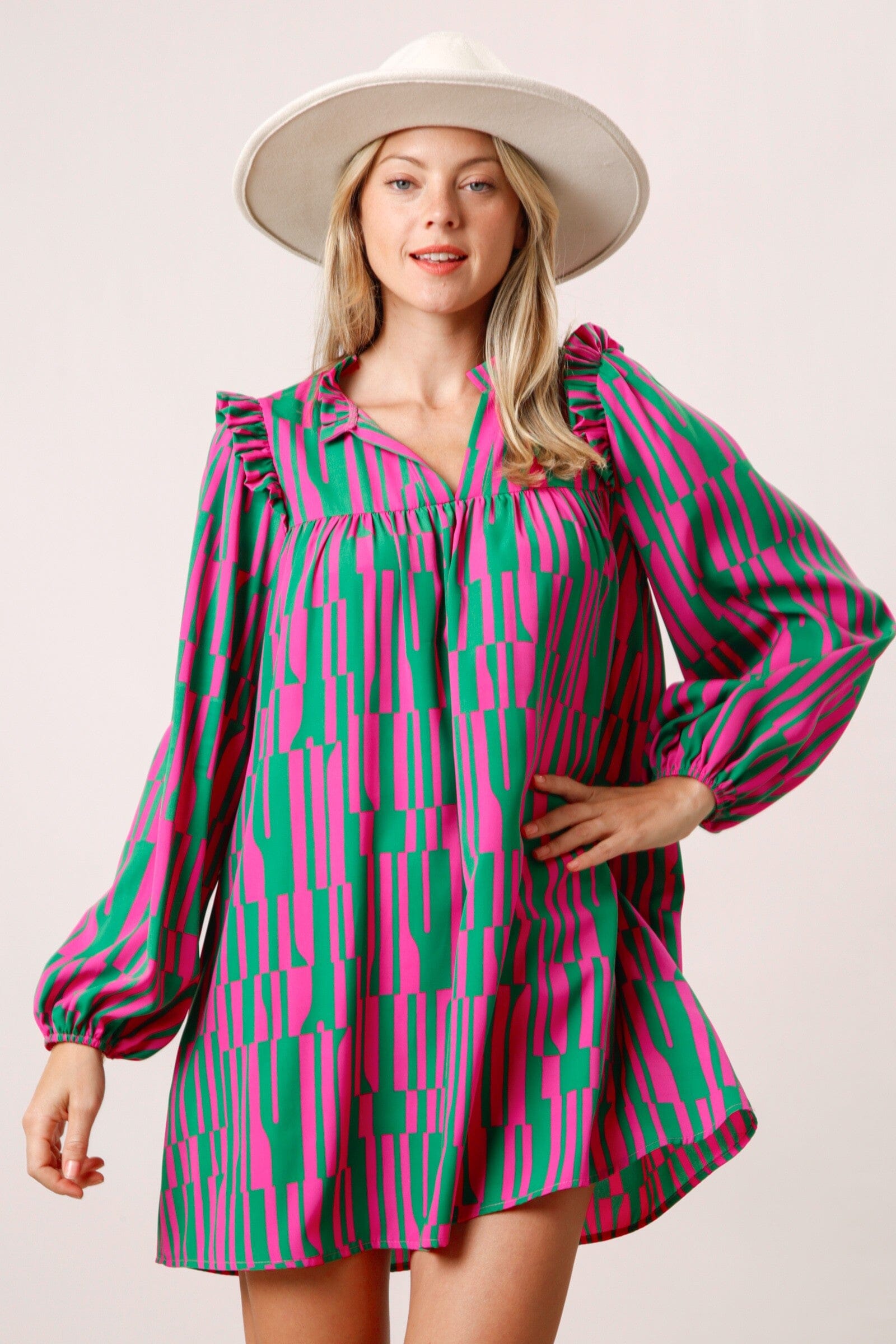 Ruffle Mini Stripe Dress fantastic fawn 