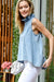 Ruffle Neck Chambray Top mazik 