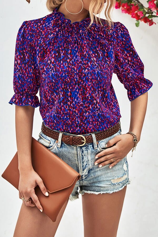 Ruffle Print SS Top shoppingwill 