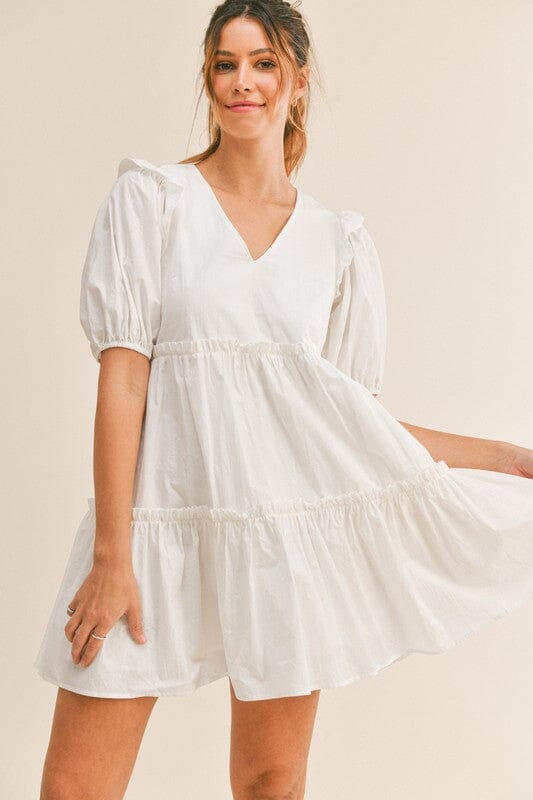 Ruffle Shoulder Puff Dress Mable 