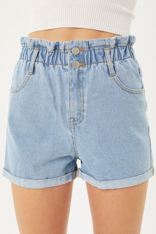 Ruffle Waist Double Button Shorts love tree 