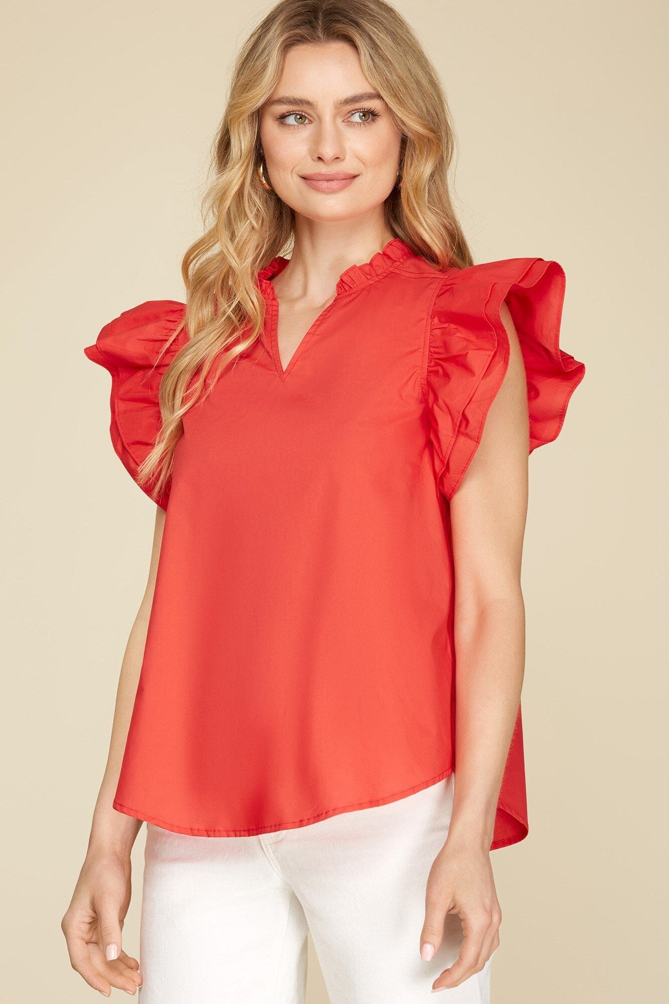 Ruffled Poplin Top she + sky 