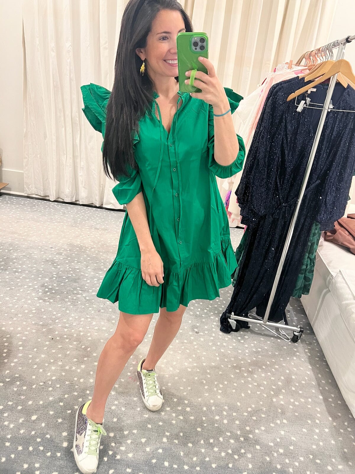 Sammy Ruffle Drop Waist Dress Green Sugarlips 