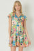 Satin Floral Abstract Dress entro 