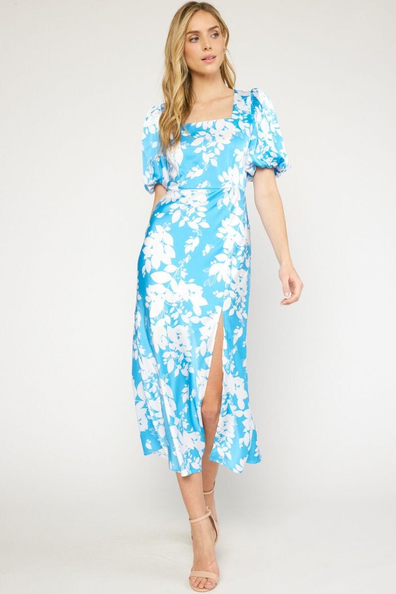 Satin Floral Midi - Green Ships early May entro 