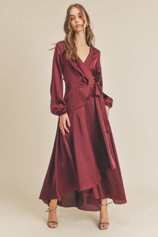 Satin Wrap Maxi Dress lush 