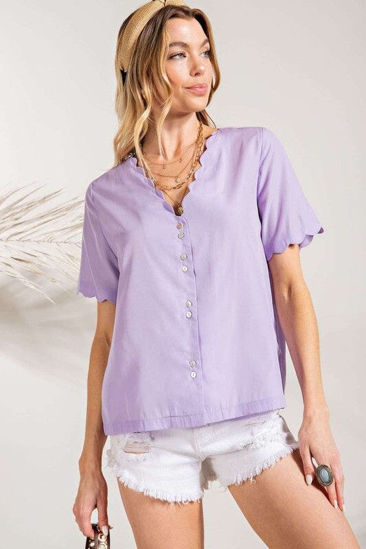 Scalloped Edge Button Up Blouse 143 Story 