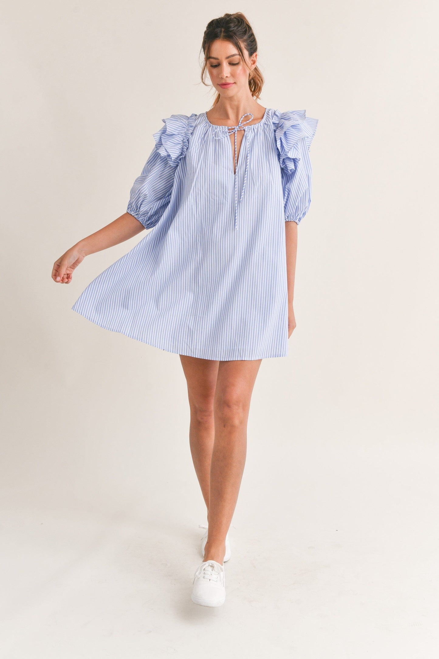 Seersucker Puff Sleeve Dress Mable 