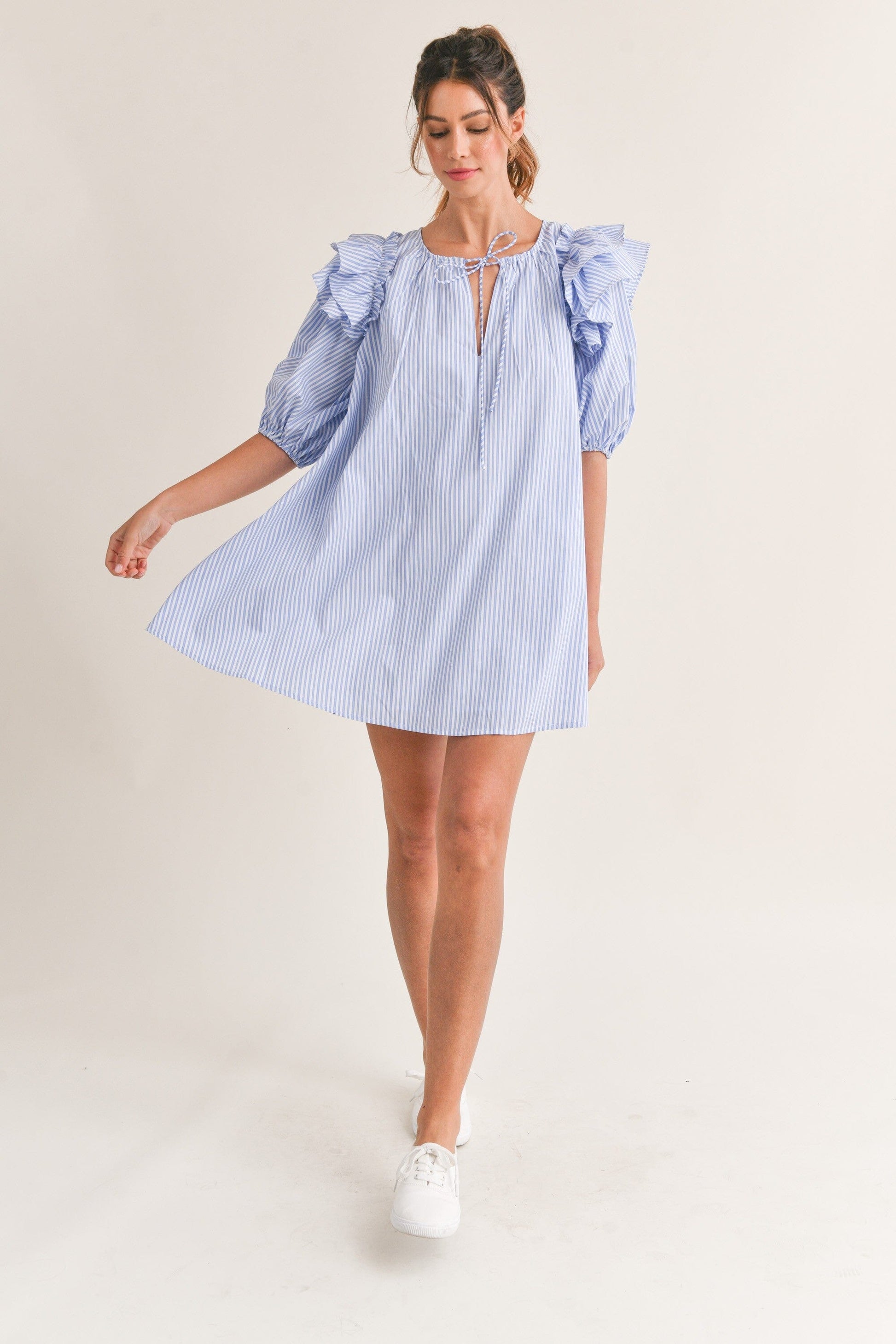 Seersucker Puff Sleeve Dress Mable 